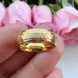 Marvelous Domed Stepped Edges 6mm 8mm Tungsten Hammer Comfort Fit Engagement Wedding Band Men, Women Trendy Jewelry