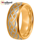 Laser Carving Celtic Knot Pattern Dome Polished 6/8mm Men and Women Wedding Tungsten Comfortable Fit Ring
