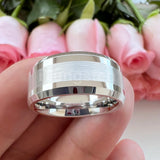 Popular Beveled Center Brushed and Polished 10mm Large Ring Men's Tungsten Engagement Comfortable Fit Ring
