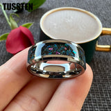 Amazing So Beautiful Galaxy Opal 8MM Tungsten Comfort Fit Engagement Wedding Band For Men Women