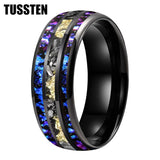 Orion Nebula Opal Meteorite Gold Foil Inlay 8MM Tungsten Rings For Men and Women - Engagement Wedding Promise Bands