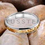 Outstanding Inlaid Gold colored crystal stone 4/6/8MM Men's and Women's Comfortable Fit Wedding Tungsten Ring