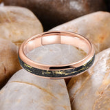 Pleasing Black Inlaid Gold Color Foil 4mm Tungsten Carbide Steel Rings  Wedding Ring for Men and Women Jewelry