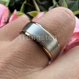 Terrific Stepped Brushed Finish 8mm Tungsten Comfort Fit Wedding Rings For Women Men - Classic Jewelry