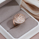Luxury Design Big Size Filled 14K Rose Gold Round Rings For Women AAA Zircon Diamonds Full Paved Fine Jewelry