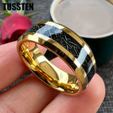 High Quality Beveled Polished Finish 8MM Black Meteorite Rings Men and Women Tungsten Gold Comfort Fit Wedding Band