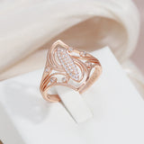New Luxury Hollow White AAA Cubic Zircon Diamonds Rings For Women with Rolled 14K Rose Gold Party Fine  Jewelry Gift