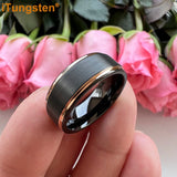 Terrific Stepped Brushed Finish 8mm Tungsten Comfort Fit Wedding Rings For Women Men - Classic Jewelry