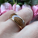 Cool Whiskey Barrel Oak Wood Domed Polished 8mm Tungsten Comfort Fit Engagement Wedding Band for Men Women