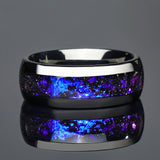 Awesome 4/8mm Colorful Nebula Outer Space Black Tungsten Wedding Engagement Ring - Couple Set For Him And Her