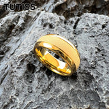 Superb 6/8mm Sandblasted Gold Tungsten Comfortable Fit Ring for Men and Women Fashion Engagement Wedding Band