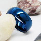Fashion Domed Polished Finish 8mm Tungsten Carbide Blue Comfort Fit Wedding Bands For Men Women, Engagment Rings
