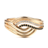 Superb Fashion Geometry 14K Rolled Rose Gold AAA Black Zircon Diamonds Rings for Women - Vintage Daily Fine Jewelry