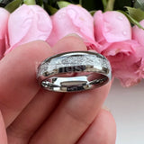 Awesome Meteorite Inlay 6mm 8mm Tungsten Carbide Ring for Men Women - Engagement Wedding Band Fashion Jewelry