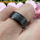 Classic Stepped Beveled Special Brushed 6mm 8mm Fashion Rings Tungsten Comfort Fit Wedding Band for Men Women