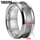 Classic Marvelous Groove Domed Polished 10mm Tungsten Blank Core with 6mm Comfort Fit Rings