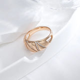 Luxury Geometric Personality AAA Zircon Diamonds Wide Face Women's 14K Filled Rose Gold Trendy Party Jewelry Rings