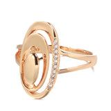 Luxury Glossy AAA Zircon Diamonds Paved Original Design Fashion Filled 14K Rose Gold Women's Ring Daily Jewelry Gift