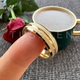 Sandblasted Finish 14K Gold Plated  6/8MM Tungsten Comfort Fit Ring for Men Women - Fashion Engagement Wedding Band