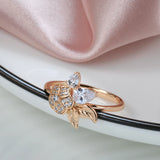 Elegant Vintage Texture Flower Filled 14K Rose Gold AAA Zircon Diamonds Fashion Women's Rings - Fashion Fine Jewelry