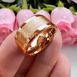 Center Brushed Polished Finish 10mm 12mm Mens Tungsten Flat Big Finger Rings, Comfort Fit Engagement Wedding Bands
