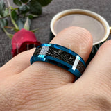 High Quality Beveled Polished Finish 8MM Black Meteorite Rings Men and Women Tungsten Gold Comfort Fit Wedding Band