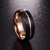 New Cool Charming Rose Gold Color 8mm Tungsten Carbide Rings - Men's Fashion Jewelry Wedding Band