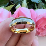 Awesome Meteorite Inlay 6mm 8mm Tungsten Carbide Ring for Men Women - Engagement Wedding Band Fashion Jewelry