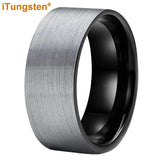 Classic Multiwidth Black Brushed FinishTungsten 6/8/10/12MM Flat Comfort Fit Wedding Band Ring for Men and Women