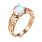 New Arrival Luxury Fashion Texture Gradient Moonstone Filled 14K Rose Gold Fashion Fine Jewelry Rings
