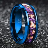 Amethyst Gold Stone in the Middle Groove 6/8MM Men's and Women's Comfort Fit Engagement Wedding Rings and Bands