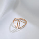 Best Design Geometric Filled 14K Rose Gold AAA Zircon Diamonds Pave Setting Open Rings - Modern Trendy Jewelry