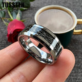 High Quality Beveled Polished Finish 8MM Black Meteorite Rings Men and Women Tungsten Gold Comfort Fit Wedding Band