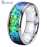 Very Beautiful Domed Polished Bright Opal 8mm Men Women Tungsten Comfort Fit Engagement Wedding Band