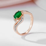 New Arrival Vintage Design Luxury Filled 14K Rose Gold Dark Green AAA Zircon Rings For Women Fine Jewelry