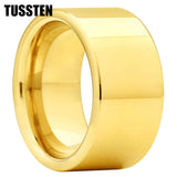 Dropshipping TUSSTEN 10/12MM Wide Glossy Large Men's RingShiny Wedding Ring Tungsten Flat and Polished Ends for Comfort Fit