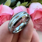 Popular Grooved Brushed Beveled Finish 6mm 8mm Classic Wedding Band Men Women Tungsten Carbide Comfort Fit Ring
