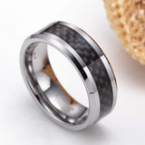 New Black Carbon Fiber Design 6/8mm Men's Ring Tungsten Carbide Engagement Ring Wedding Band Men and Women