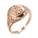 New Arrival Glossy Filled 14K Rose Gold Unique Pattern Round Rings for Women - Ethnic Bride Wedding Jewelry