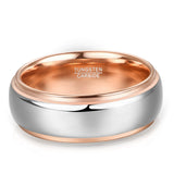 New Arrival Domed Polished Step Rose Gold Color 4mm 6mm 8mm  Comfort Fit Tungsten Carbide Ring - Wedding Band