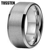 Super Beveled Edges Matte Finish Gold 10/12MM Tungsten Carbide Rings for Men Women, Fashion Engagement Wedding Bands