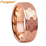 Popular Multicolor 6mm 8mm Men Women Tungsten Hammer Ring Comfort Fit Weddding Band