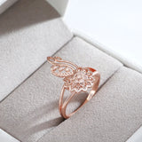 New Fashion Filled 14K Rose Gold Unusual Metal Sculpture Flower Rings - Ethnic Bride Vintage Wedding Jewelry