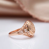 New Arrival Glossy Filled 14K Rose Gold Unique Pattern Round Rings for Women - Ethnic Bride Wedding Jewelry