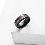 Black Plating Inlay Triple Spiral Pattern Red Guitar String 8mm Tungsten Carbide Rings Wedding Bands For Men Jewelry