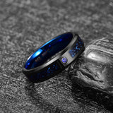 Gorgeous Inlaid Black Dragon 8mm Width 2.3MM Thick Fashion Men's Blue Tungsten Carbide Ring for Wedding