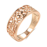 Luxury Geometric Vintage Cutout Pattern Filled 14K Rose Gold Ring For Women Bridal Party Fashion Jewelry