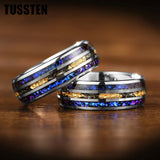 Orion Nebula Opal Meteorite Gold Foil Inlay 8MM Tungsten Rings For Men and Women - Engagement Wedding Promise Bands