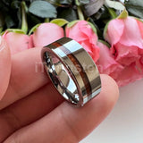 Popular Real Wood Inlay 8mm Men and Women Classic Tungsten Carbide Ring Comfort Fit Wedding Band