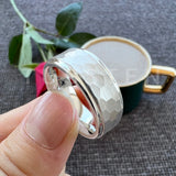 Stepped Finish Great Workmanship 6/8MM Men Women Hammer Ring Stylish Tungsten Comfort Fit Wedding Band